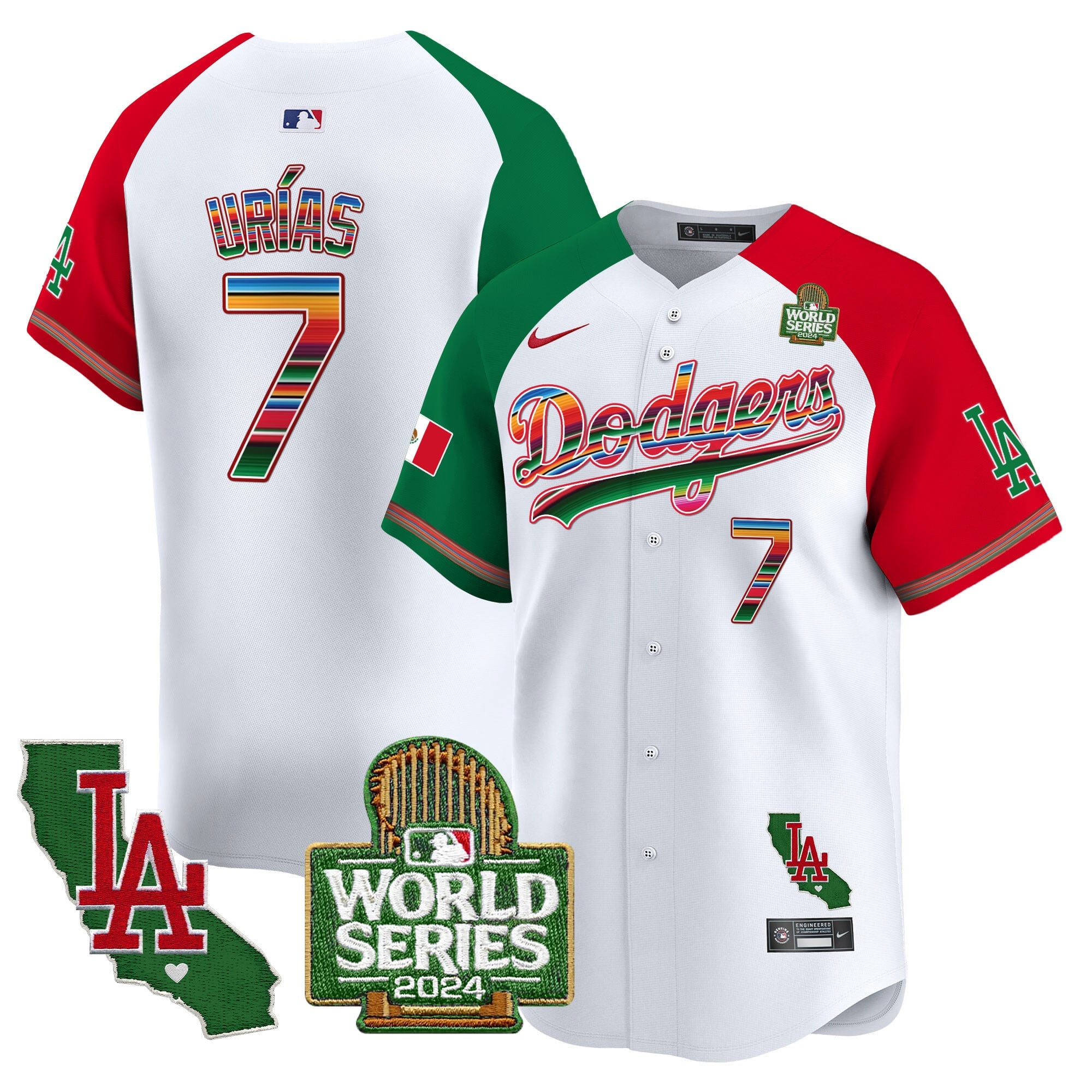 Men's Dodgers Mexico 2024 World Series Vapor Premier Limited Jersey V2 - All Stitched