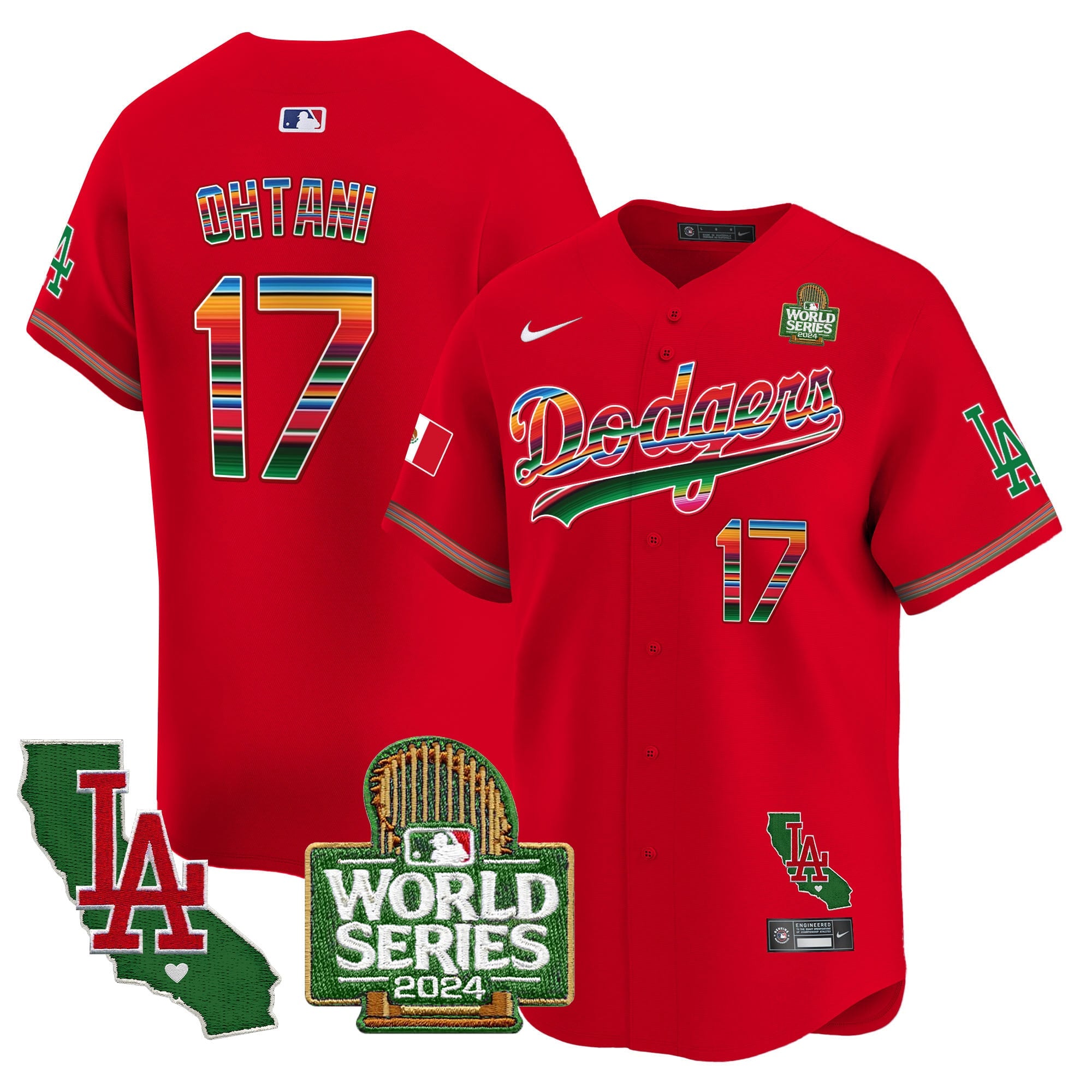 Men's Dodgers Mexico 2024 World Series Vapor Premier Limited Jersey V2 - All Stitched