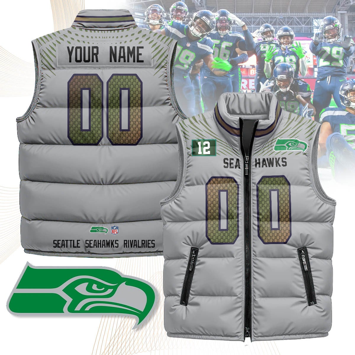 Seattle Seahawks Rivalry Series Custom Puffer Vest