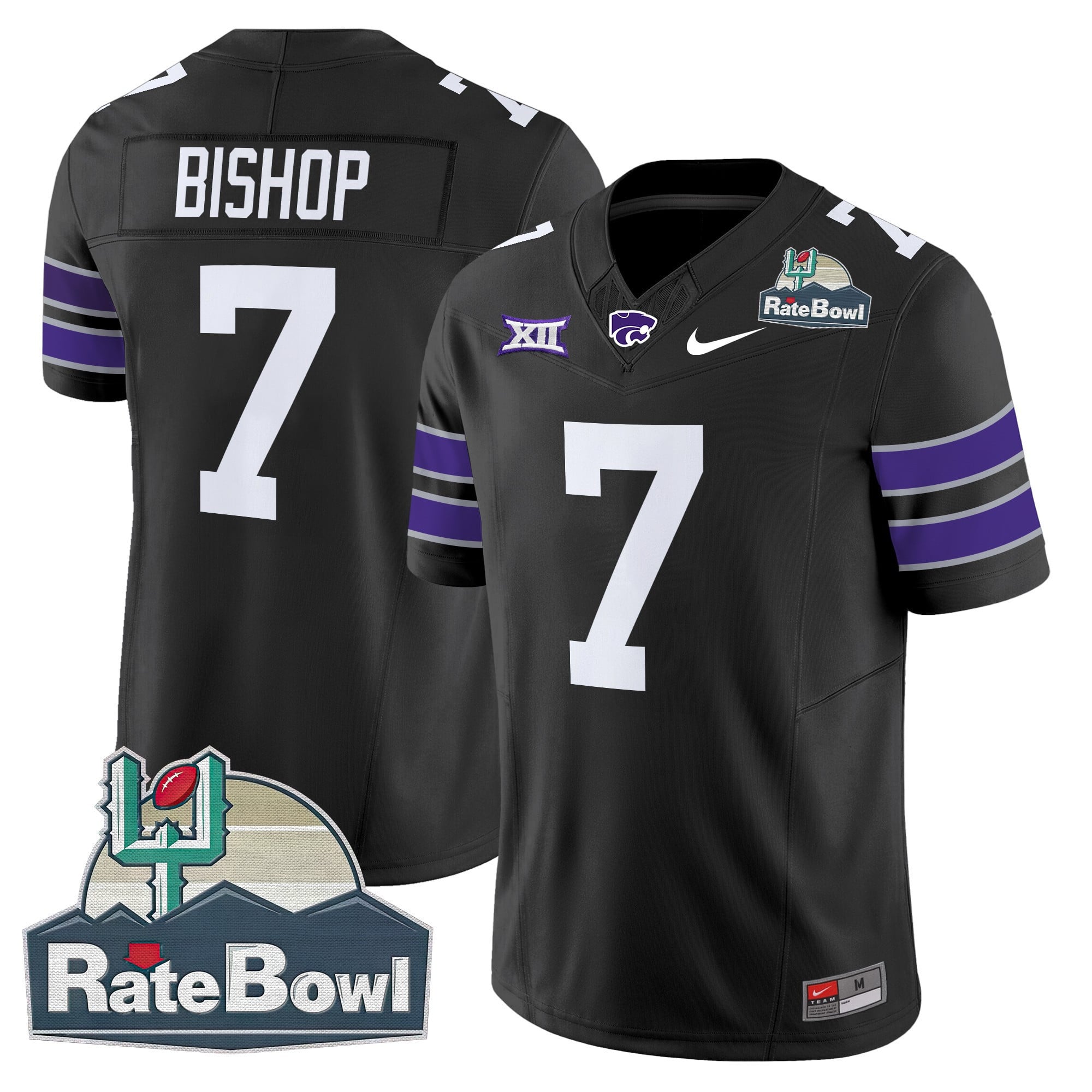 Men's Kansas State Wildcats 2025 Rate Bowl Patch Vapor Limited Jersey - All Stitched