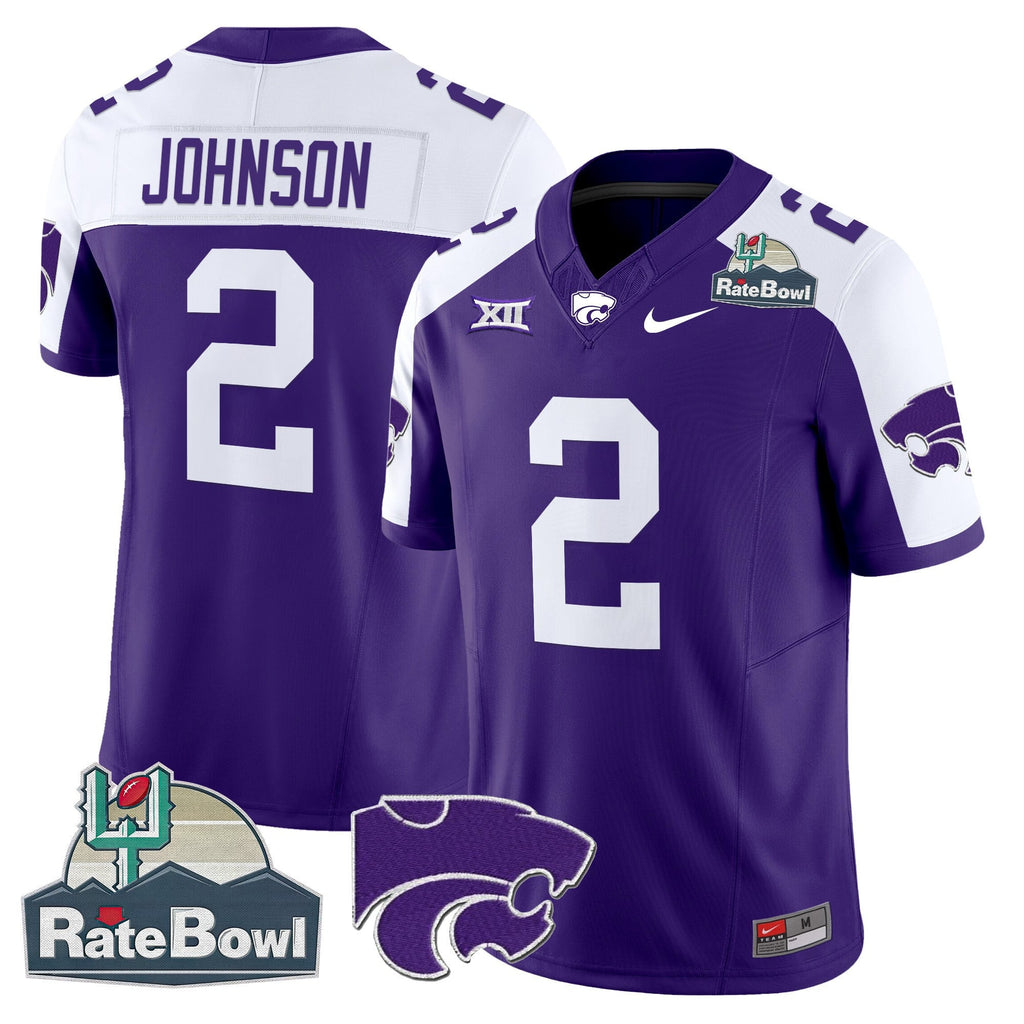 Men's Kansas State Wildcats 2025 Rate Bowl Patch Vapor Limited Jersey - All Stitched