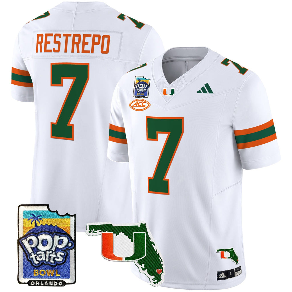 Men's Miami Hurricanes 2025 PopTarts Bowl Patch Vapor Limited Jersey - All Stitched