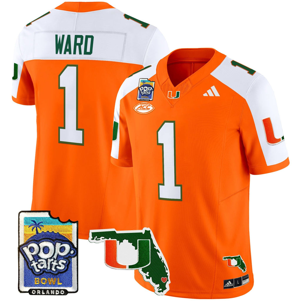 Men's Miami Hurricanes 2025 PopTarts Bowl Patch Vapor Limited Jersey - All Stitched