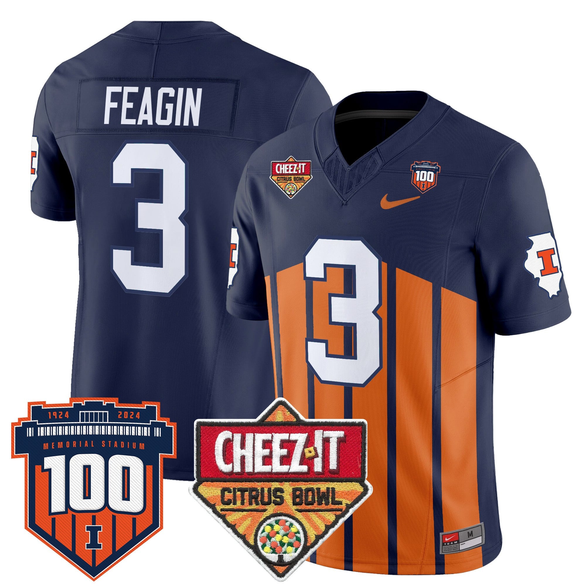 Men's Illinois Fighting Illini 2025 Cheez-It Citrus Bowl Patch Vapor Limited Jersey - All Stitched
