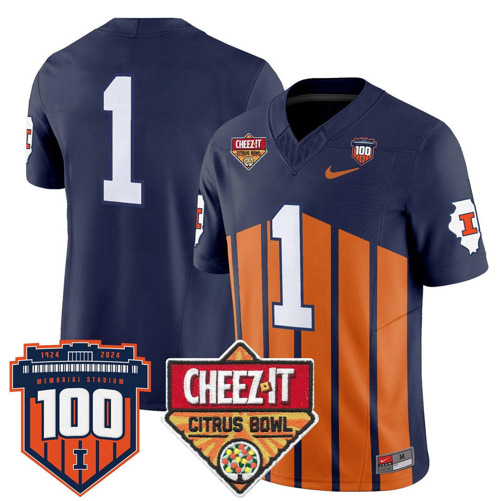 Men's Illinois Fighting Illini 2025 Cheez-It Citrus Bowl Patch Vapor Limited Jersey - All Stitched