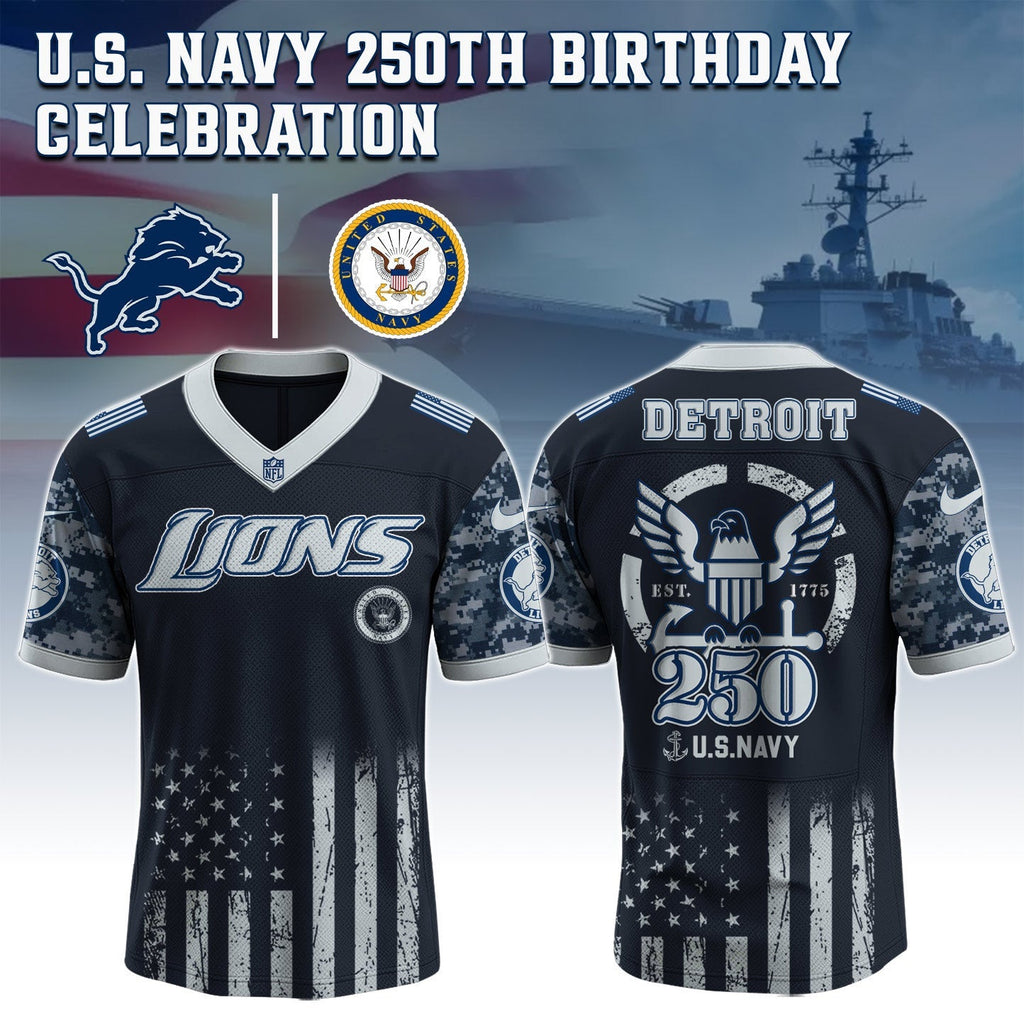 Detroit Lions NFL x U.S. NAVY 250TH Birthday Special Edition Jersey