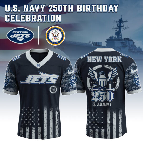 New York Jets NFL x U.S. NAVY 250TH Birthday Special Edition Jersey