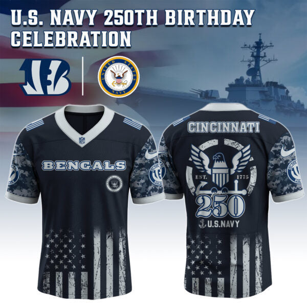 Cincinnati Bengals NFL x U.S. NAVY 250TH Birthday Special Edition Jersey