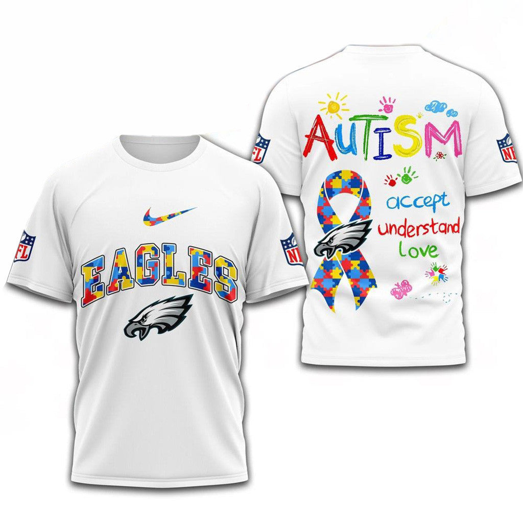 NFL Philadelphia Eagles Autism Awareness Accept Understand Love Shirt Eagles Merch For Fans