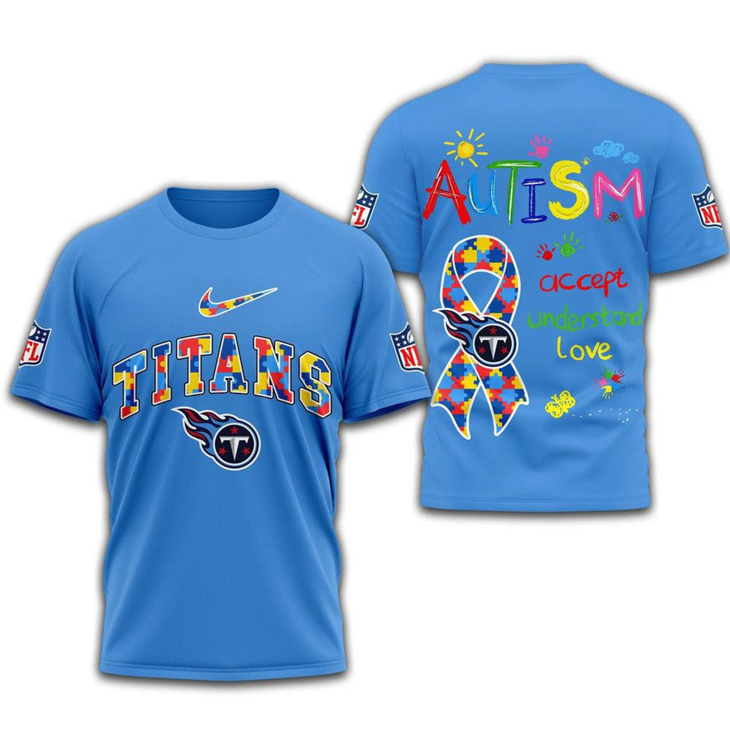 NFL Tennessee Titans 2025 Autism Awareness Shirt Tennessee Titans Merch Football Lovers Gifts