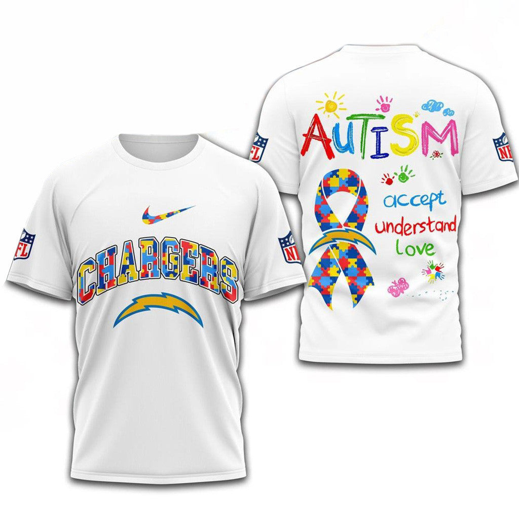 NFL Los Angeles Chargers Autism Awareness Accept Understand Love Shirt Chargers Merch