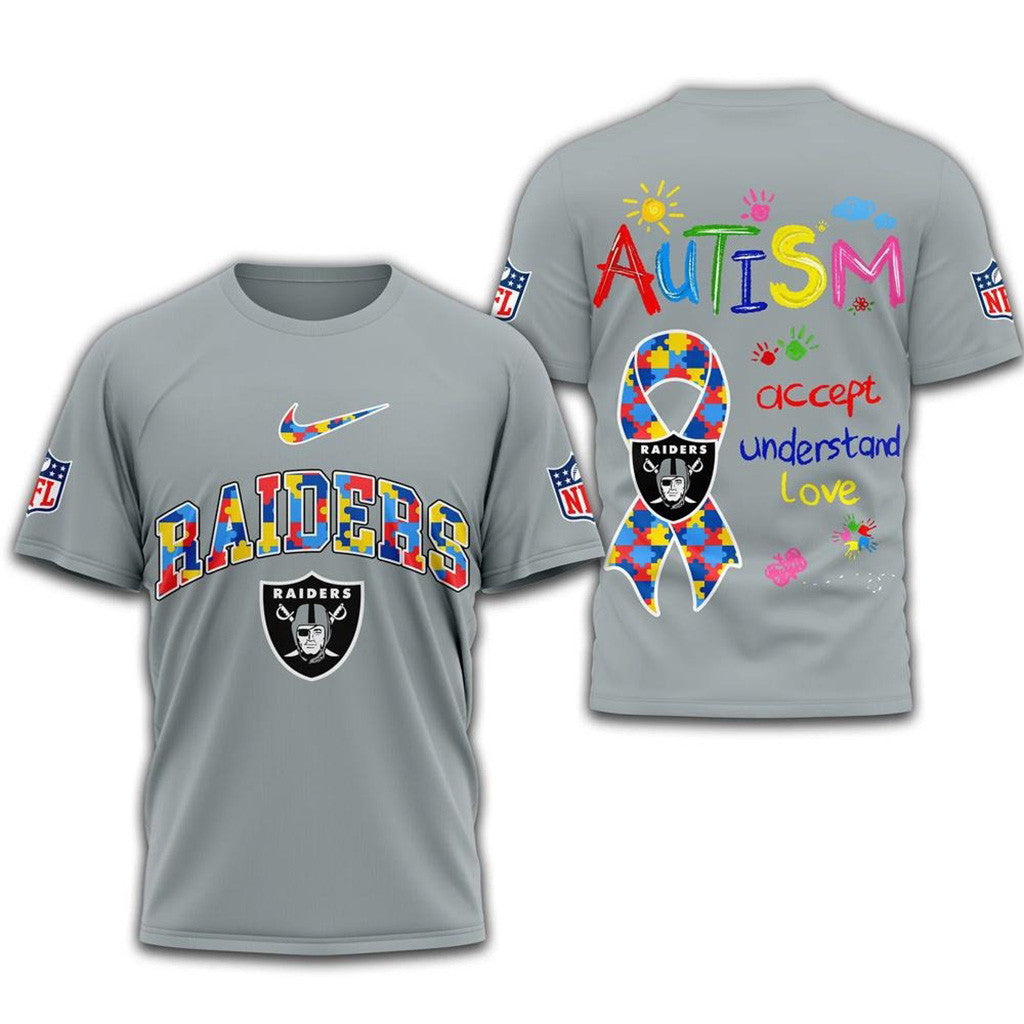 NFL Las Vegas Raiders 2025 Autism Awareness Shirt Las Vegas Raiders Merch Fans Gift Ideas