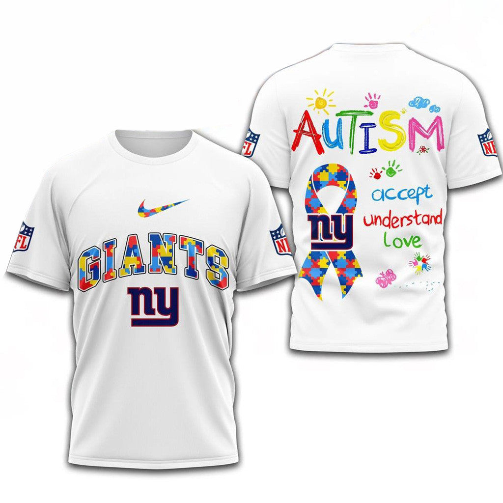 NFL New York Giants Autism Awareness Accept Understand Love Shirt Giants Merch Dad Gifts
