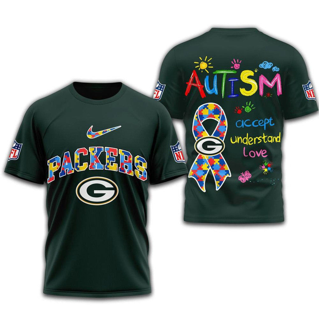 NFL Green Bay Packers 2025 Autism Awareness Shirt Packers Merch Presents For Football Lovers