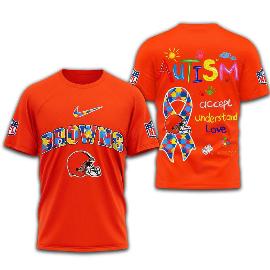 NFL Cleveland Browns 2025 Autism Awareness Shirt Cleveland Browns Merch Husband Gifts