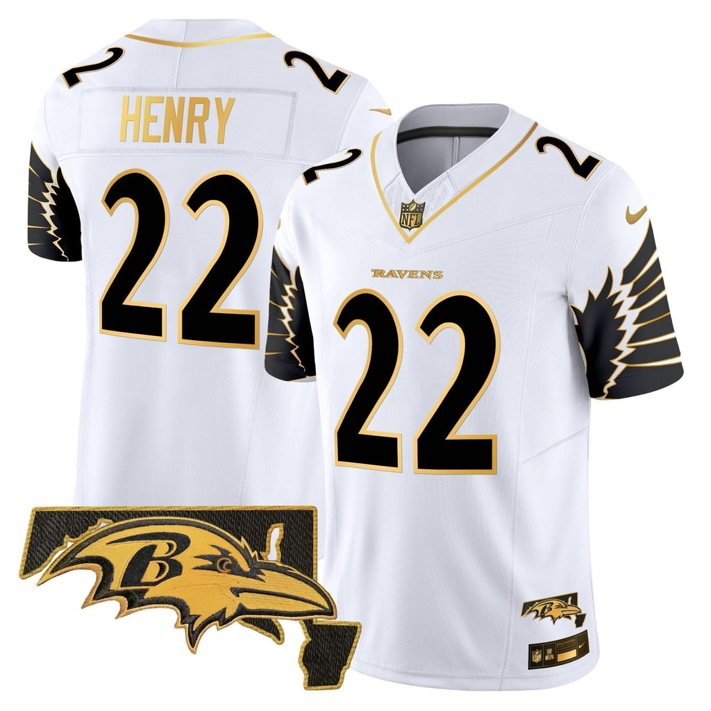 Ravens Maryland Patch Gold Vapor Limited Jersey V2 - All Stitched
