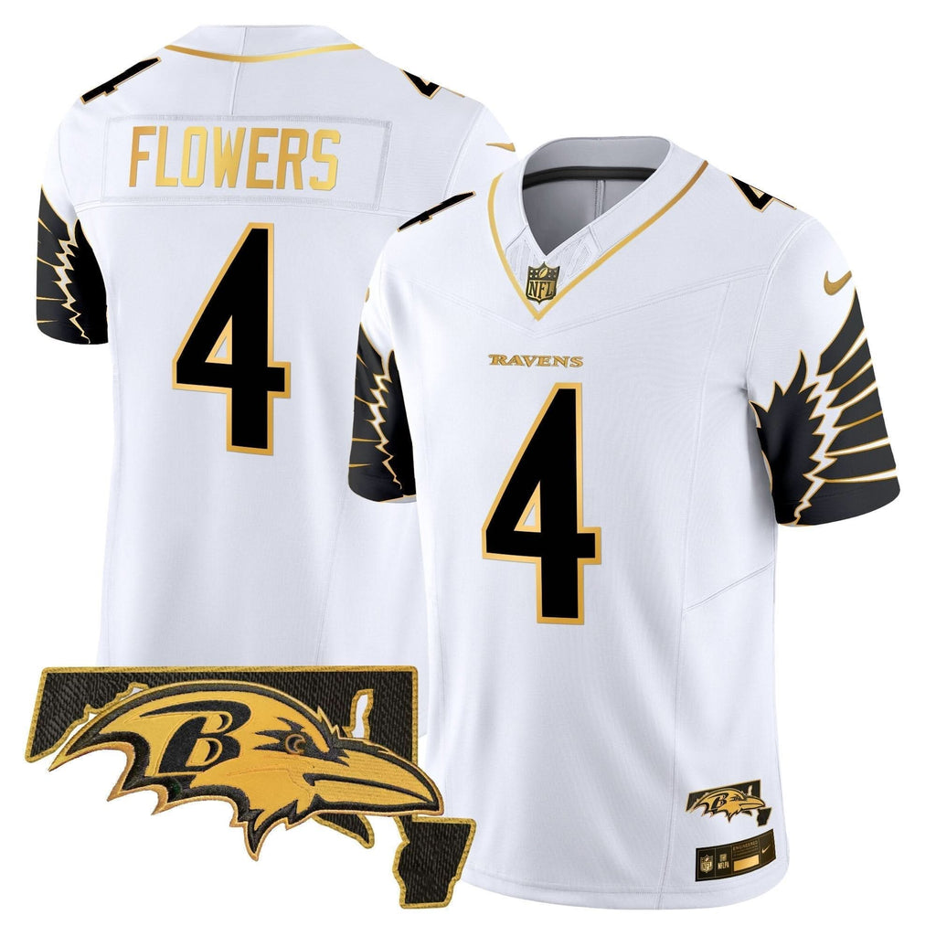 Ravens Maryland Patch Gold Vapor Limited Jersey V2 - All Stitched