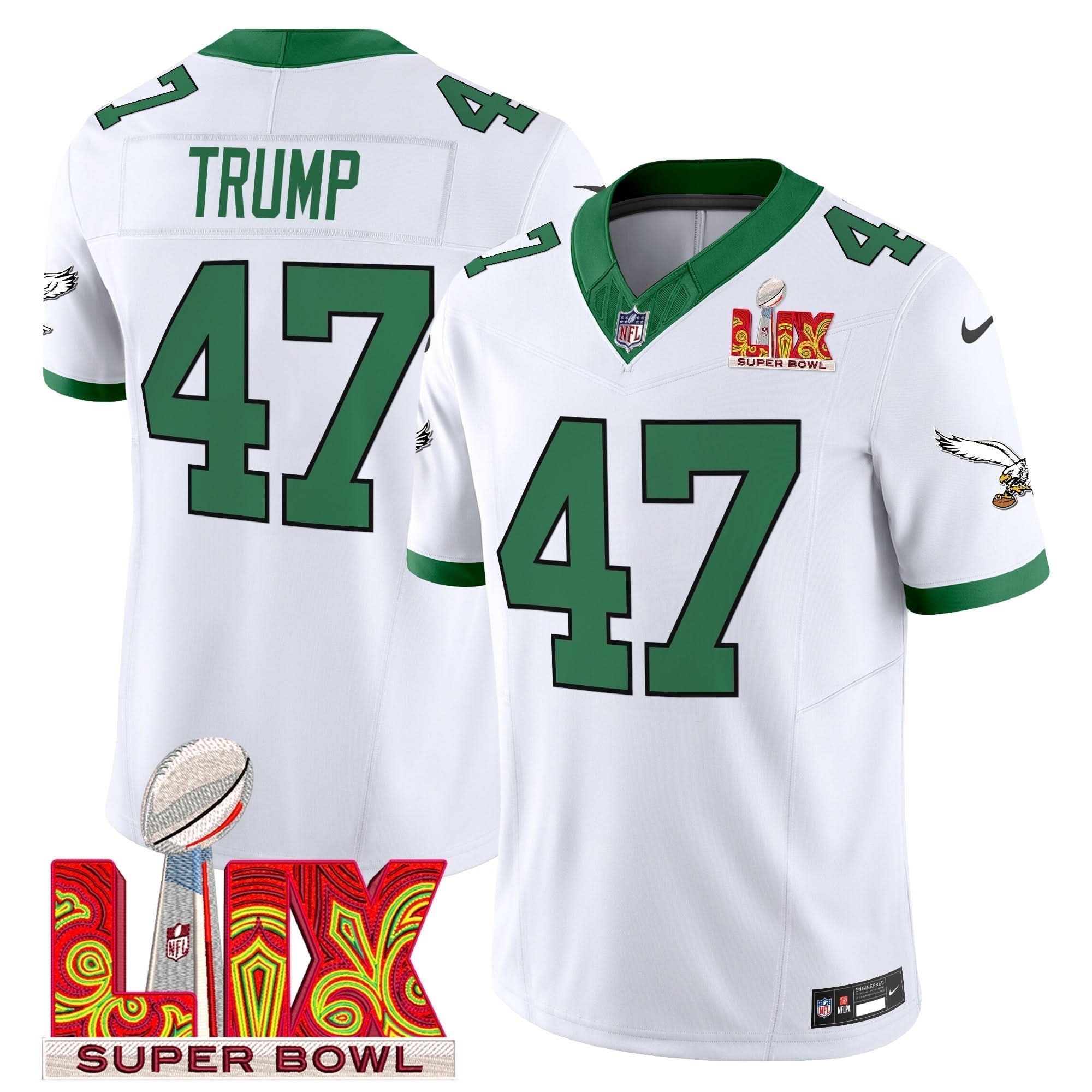 Philadelphia Eagles Kelly Green Super Bowl LIX Patch Vapor Limited Jersey - All Stitched
