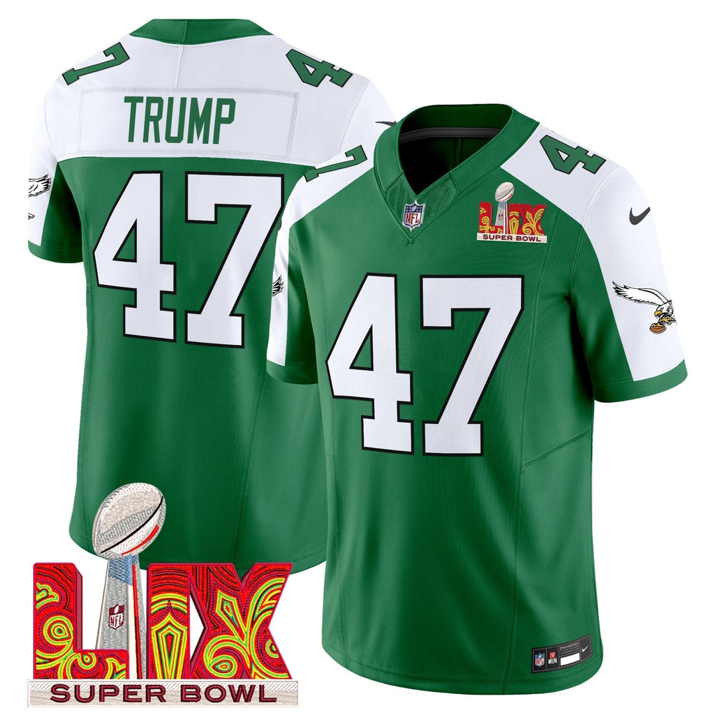 Philadelphia Eagles Kelly Green Super Bowl LIX Patch Vapor Limited Jersey - All Stitched