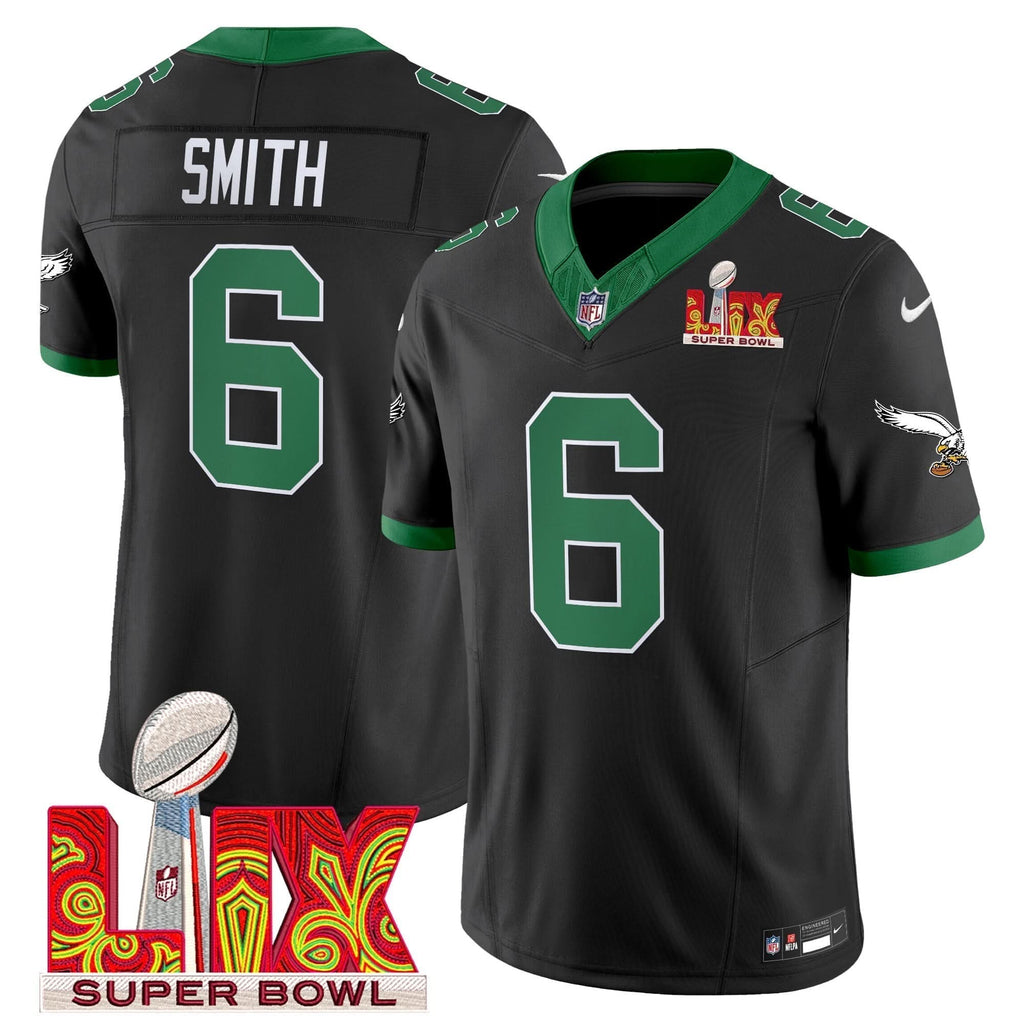 Philadelphia Eagles Kelly Green Super Bowl LIX Patch Vapor Limited Jersey - All Stitched