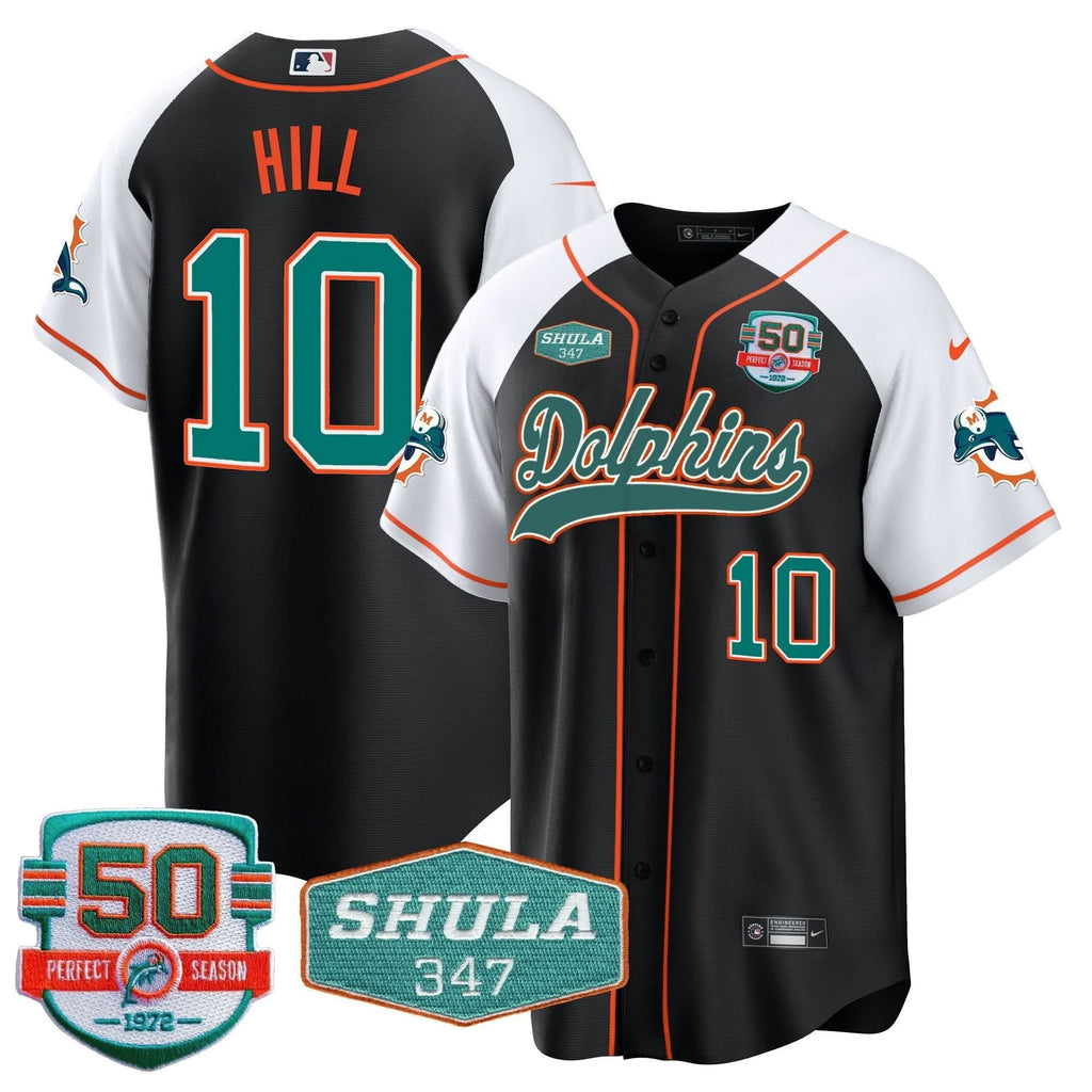 Dolphins 50th & Don Shula 347 Memorial Patch Baseball Jersey - All Stitched