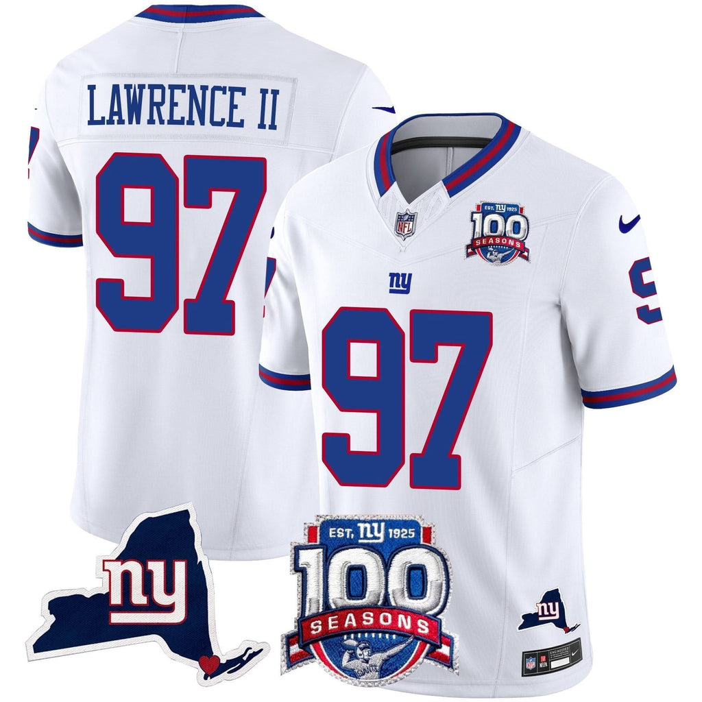 New York Giants 100th Season & State Patch Vapor Limited Jersey - All Stitched