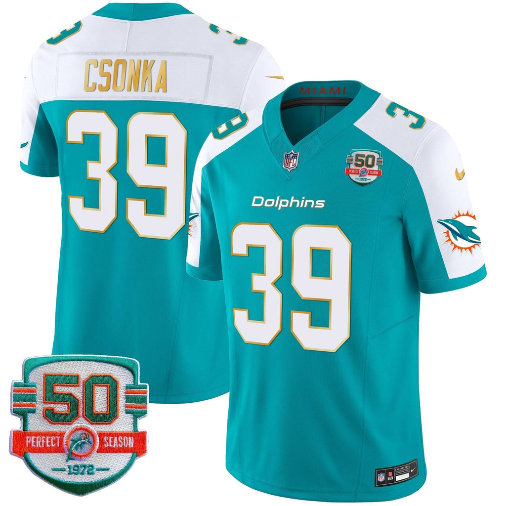 Dolphins Gold Trim Vapor Limited Jersey - All Stitched