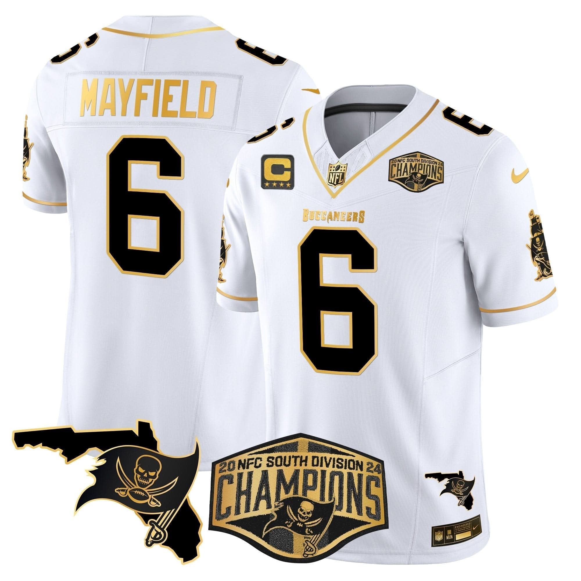 Buccaneers 2024 NFC South Division Champions Patch Gold Vapor Limited Jersey - All Stitched