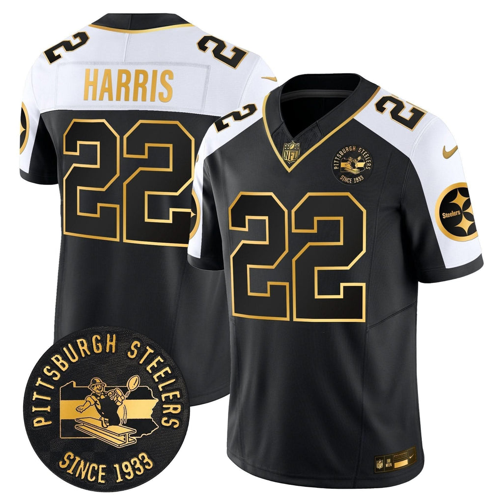 Pittsburgh Steelers Throwback 1933 Patch Gold Vapor Limited Jersey - All Stitched