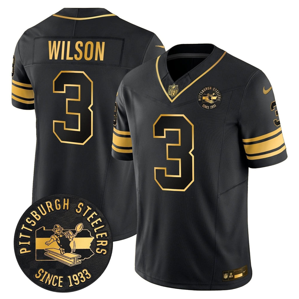 Pittsburgh Steelers Throwback 1933 Patch Gold Vapor Limited Jersey - All Stitched