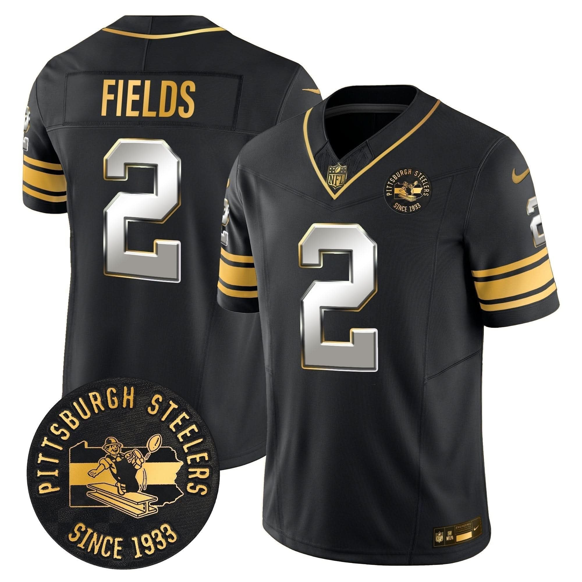 Pittsburgh Steelers Throwback 1933 Patch Gold Vapor Limited Jersey - All Stitched