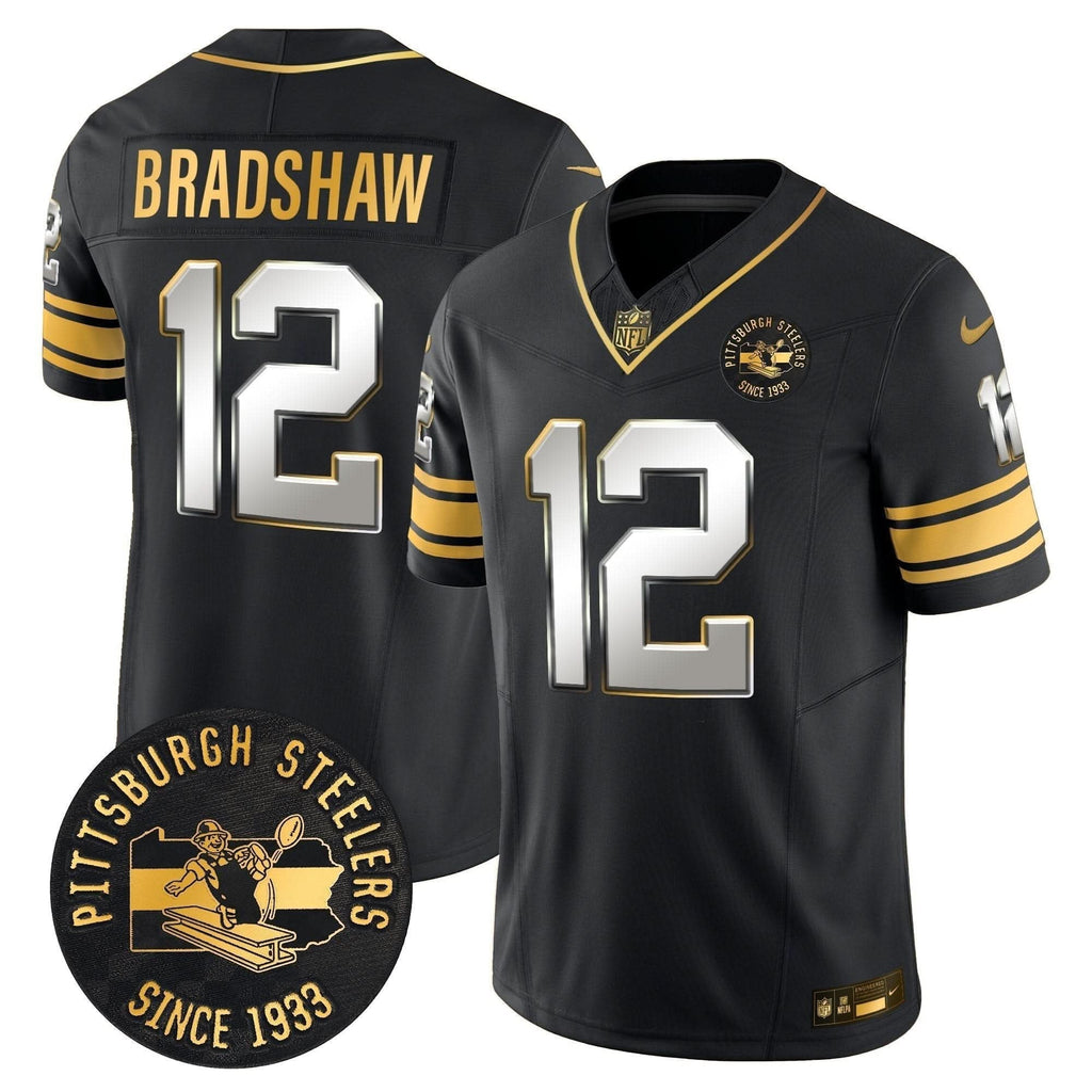 Pittsburgh Steelers Throwback 1933 Patch Gold Vapor Limited Jersey - All Stitched
