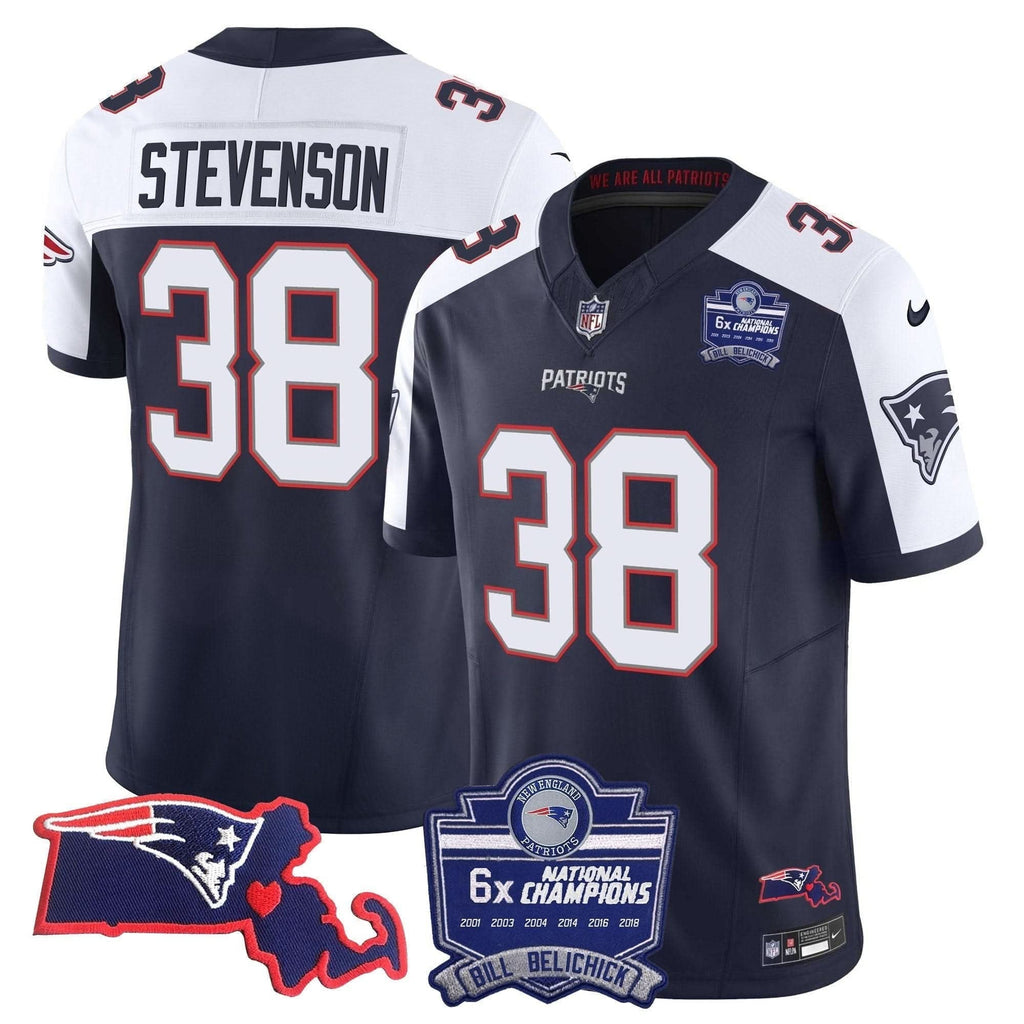 Patriots Bill Belichick 6x Champions Patch Vapor Jersey - All Stitched