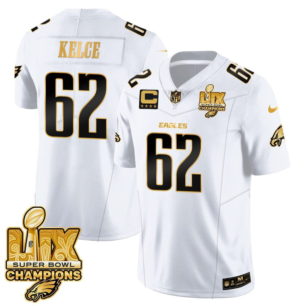 Philadelphia Eagles Super Bowl LIX Champions Gold Vapor Limited Jersey - All Stitched