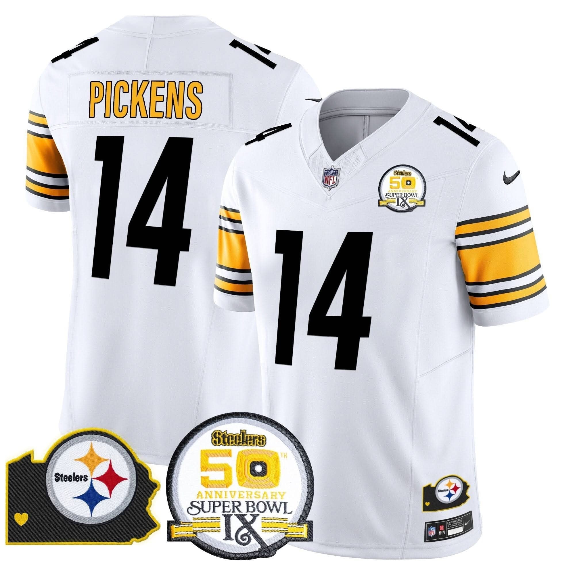 Steelers 50th Anniversary Of Super Bowl IX & Map Patch Vapor Limited Jersey - All Stitched