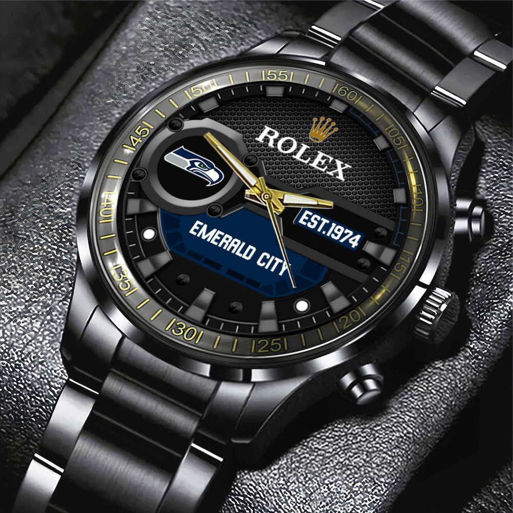 Seattle Seahawks x Rolex Black Stainless Steel Watch
