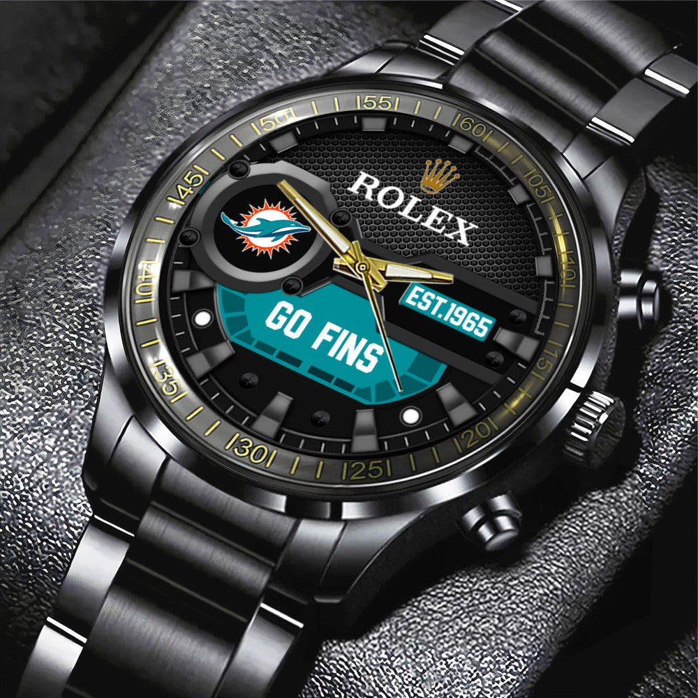 Miami Dolphins x Rolex Black Stainless Steel Watch