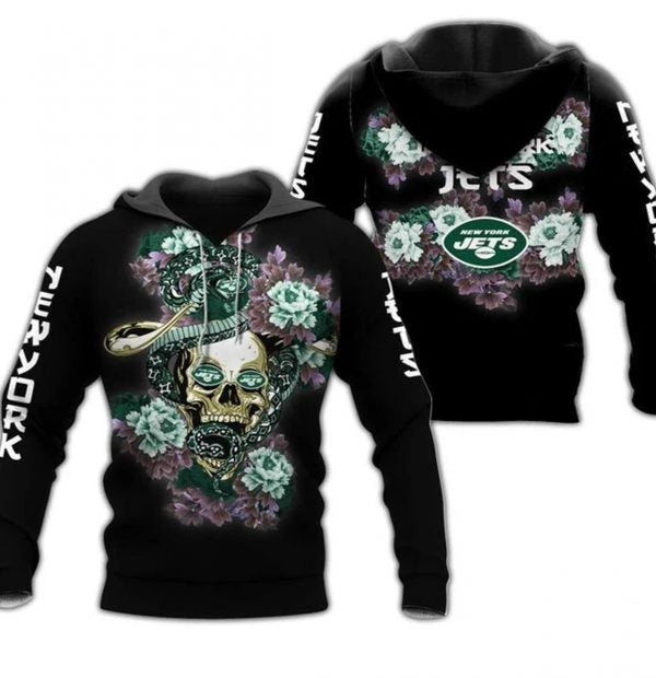 New York Jets Skull Nfl Gift For Fan 3d Hoodie