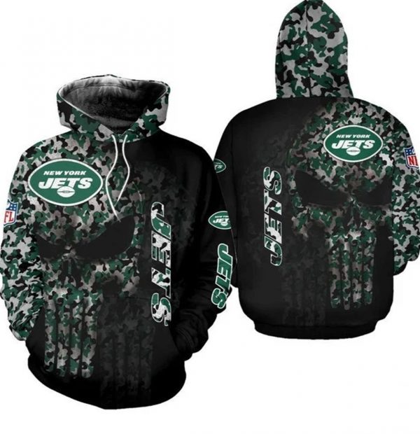 Nfl New York Jets Team Skull For Gift For Fan 3d Hoodie
