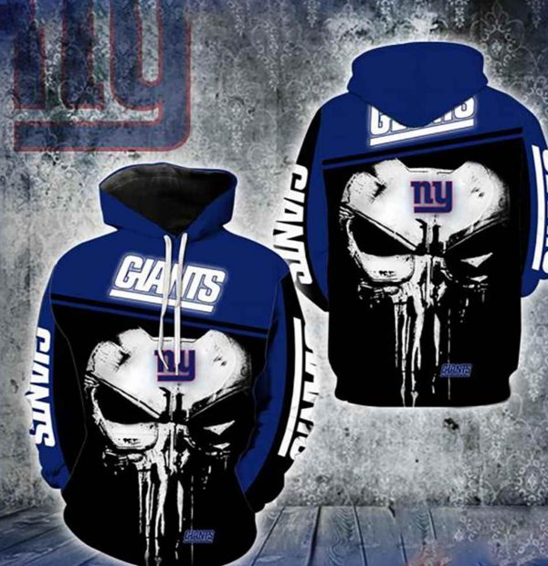 Nfl New York Giants Punisher Skull 3d Hoodie