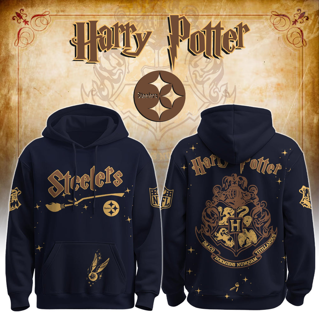 Unisex PIT Steelers x Hogwarts Enchanted Crossover Hoodie