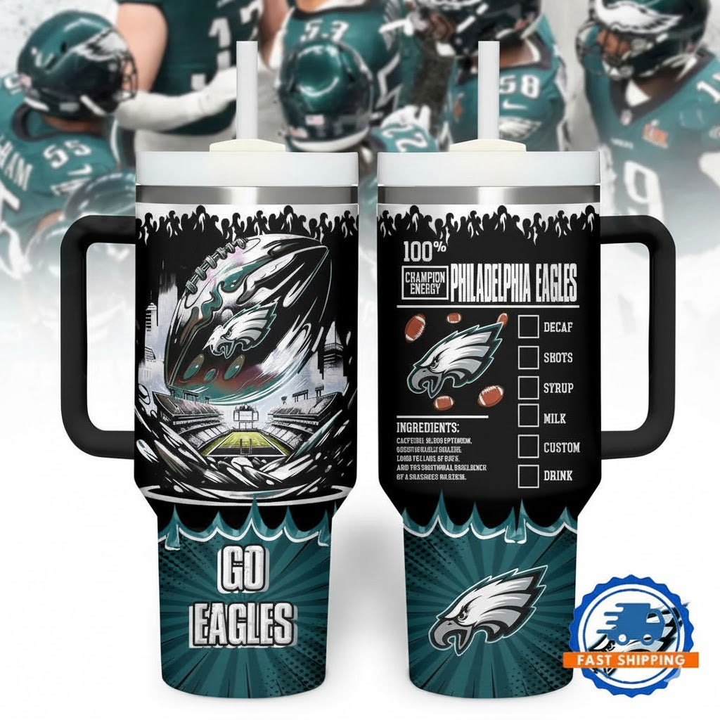 PHI Eagles Champion Energy Tumbler Handle Cup 40oz