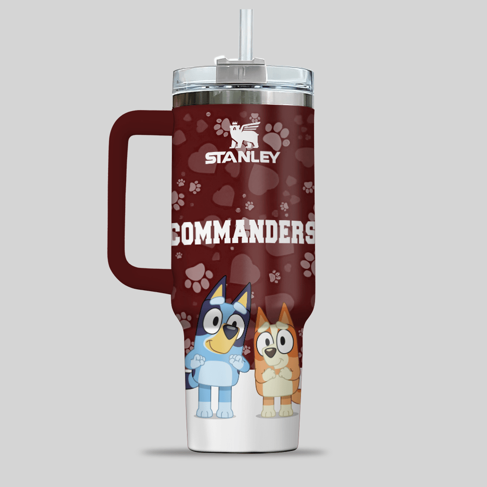 Washington Commanders NFL x Bluey Custom Stanley Cup 40 oz 30 oz Tumbler With Handle
