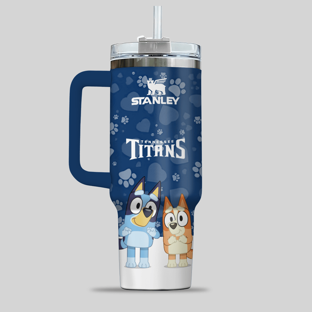 Tennessee Titans NFL x Bluey Custom Stanley Cup 40 oz 30 oz Tumbler With Handle