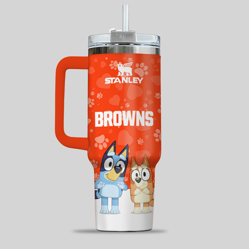 Cleveland Browns NFL x Bluey Custom Stanley Cup 40 oz 30 oz Tumbler With Handle