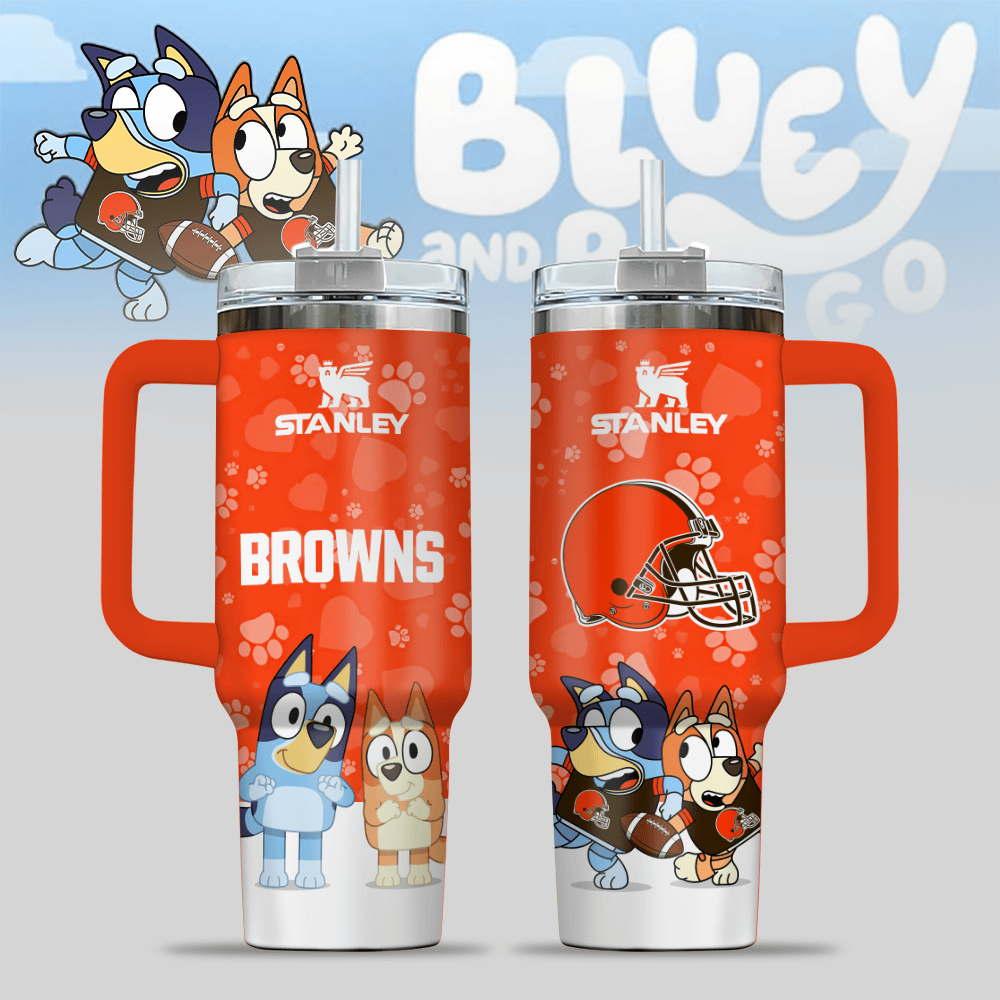 Cleveland Browns NFL x Bluey Custom Stanley Cup 40 oz 30 oz Tumbler With Handle