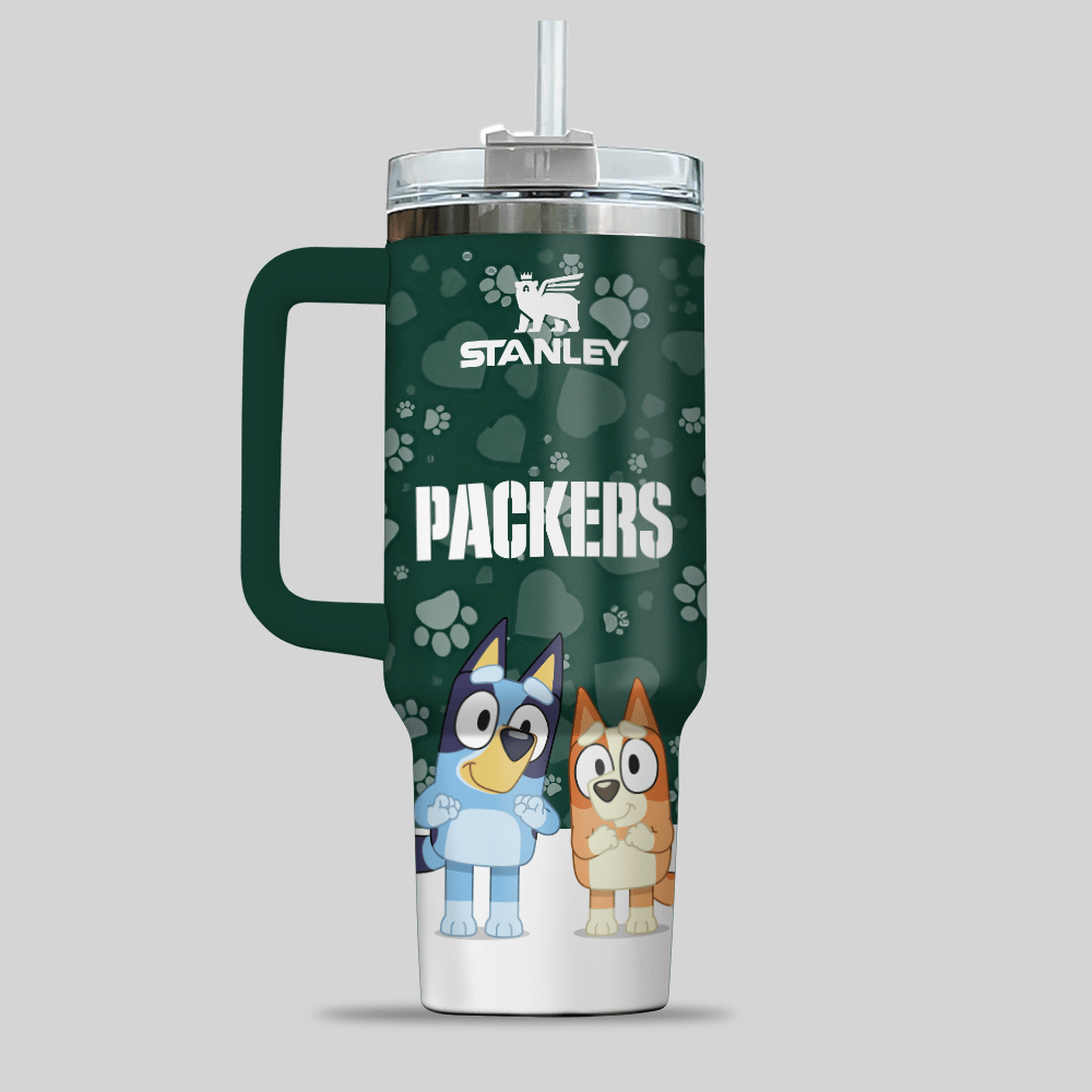 Green Bay Packers NFL x Bluey Custom Stanley Cup 40 oz 30 oz Tumbler With Handle