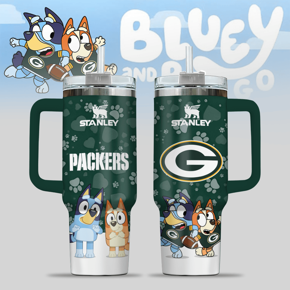 Green Bay Packers NFL x Bluey Custom Stanley Cup 40 oz 30 oz Tumbler With Handle