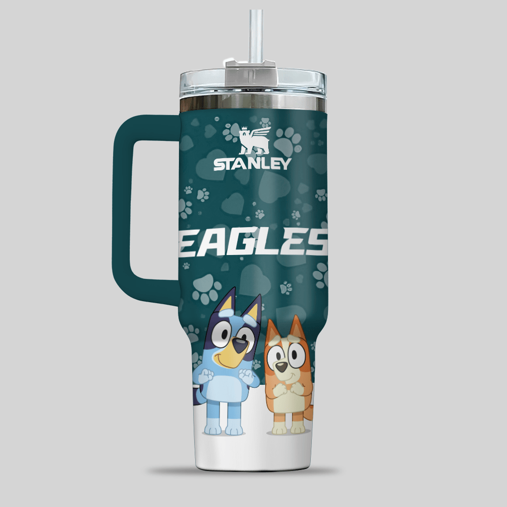 Philadelphia Eagles NFL x Bluey Custom Stanley Cup 40 oz 30 oz Tumbler With Handle