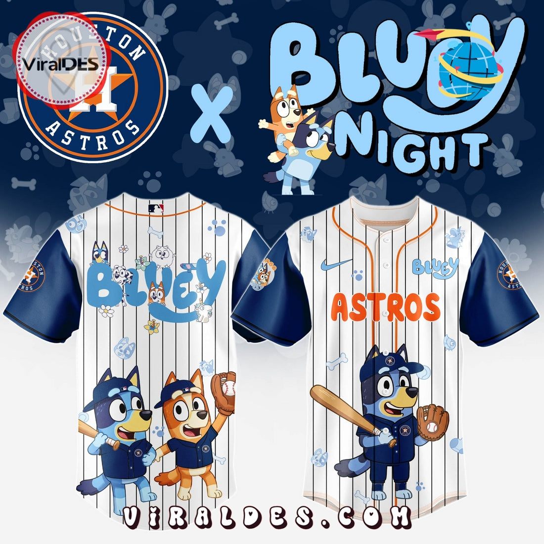 Houston Astros MLB Bluey And Bingo Baseball Jersey